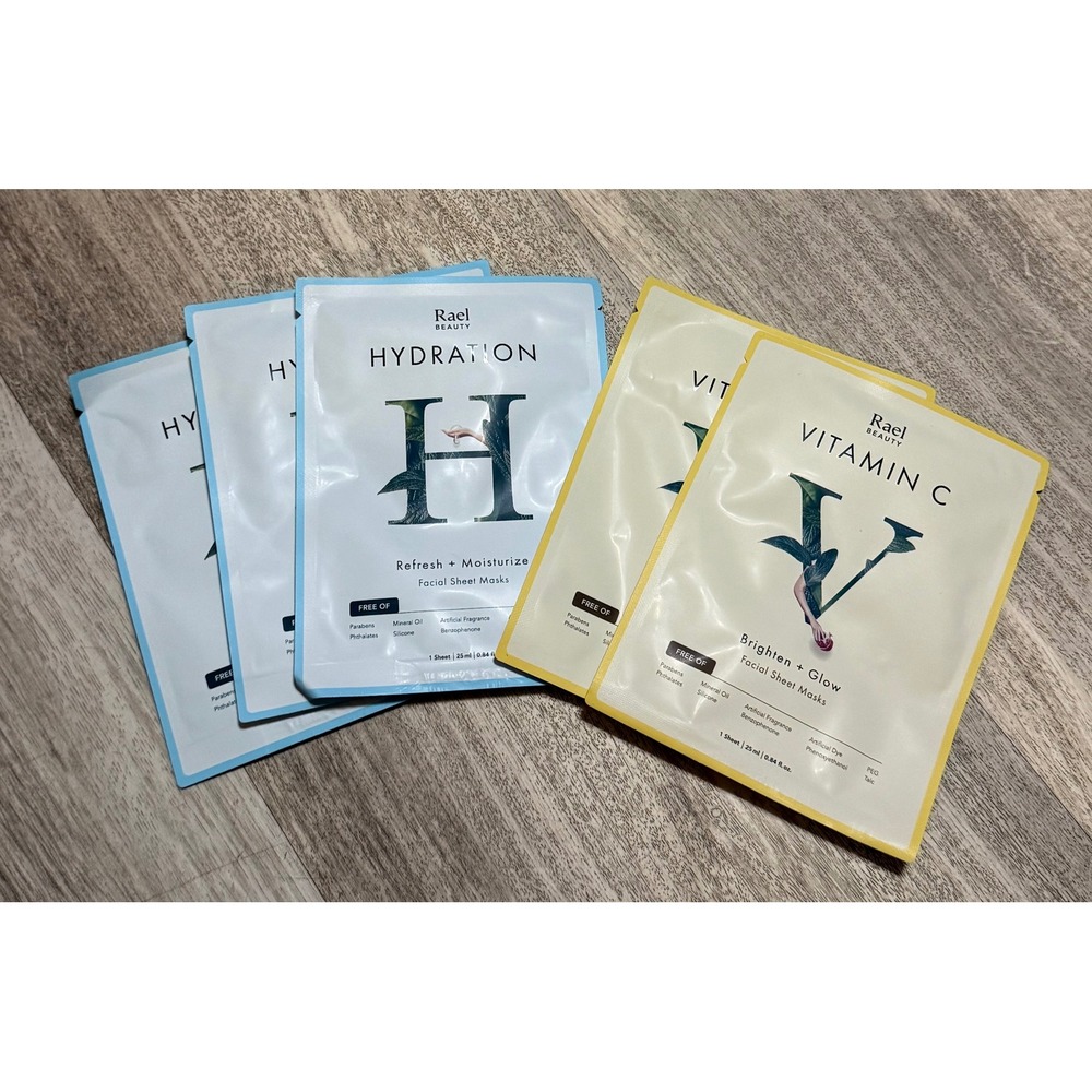 Rael Beauty Hydration Facial Sheet Mask Refresh Moisturize & Vitamin‎ C Glow Set